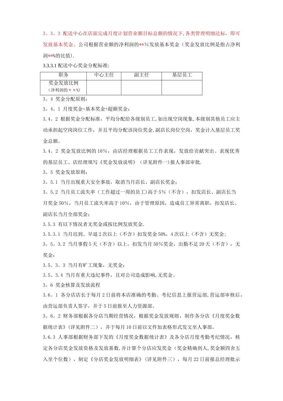 绩效奖金方案(餐饮)_第2页