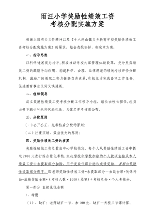 绩效工资分配方案