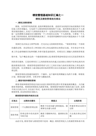 绩效管理基础知识汇编之一