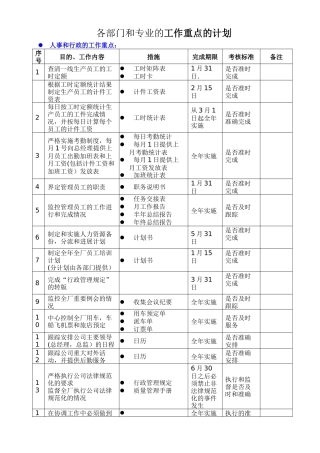 绩效考核-年度工作重点的计划--Sample