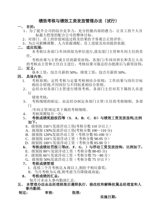 绩效考核与绩效工资发放管理办法