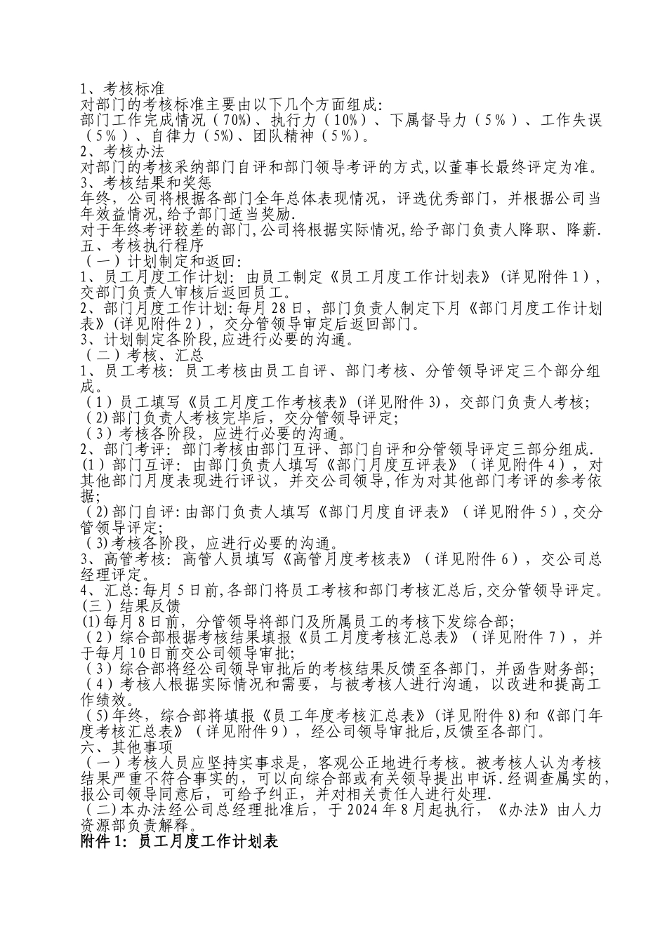 绩效考核办法及表样-重_第2页