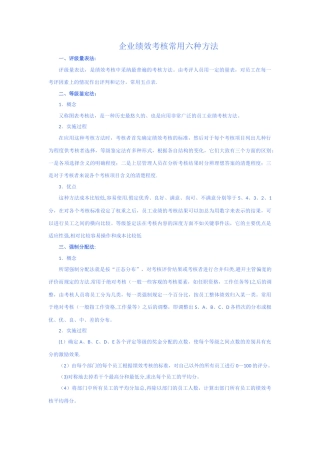 绩效考核常用六种方法