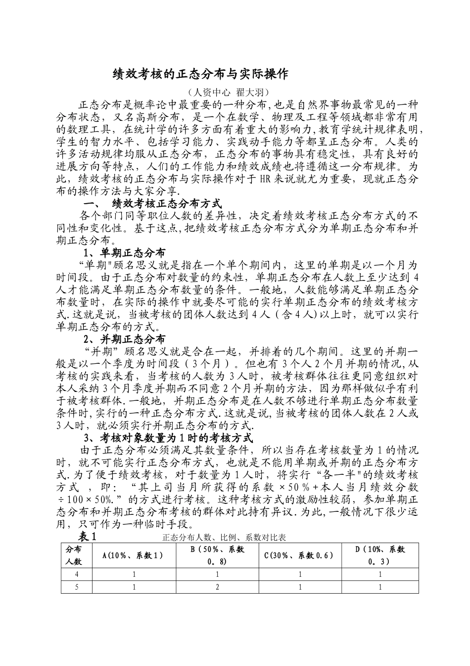 绩效考核正态分布与实际操作_第1页