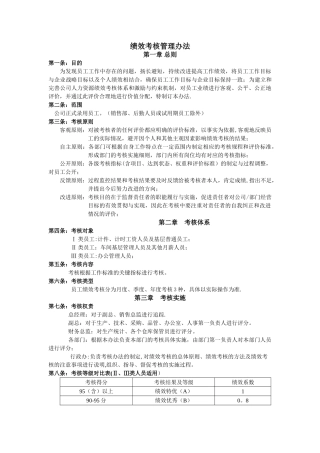 绩效考核管理办法(生产型企业)