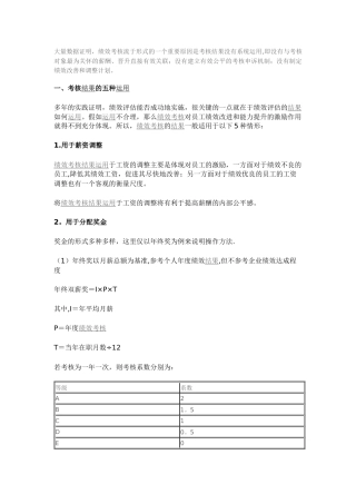 绩效考核结果应用