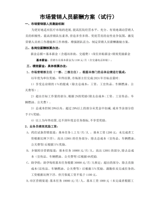 绩效薪酬方案