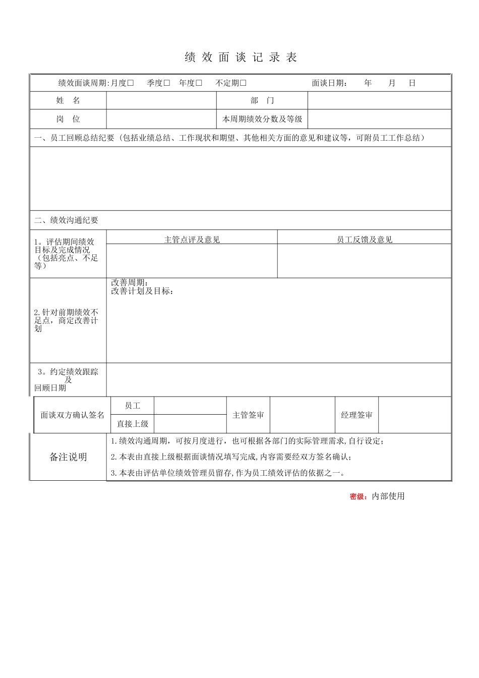 绩效面谈记录表_第1页