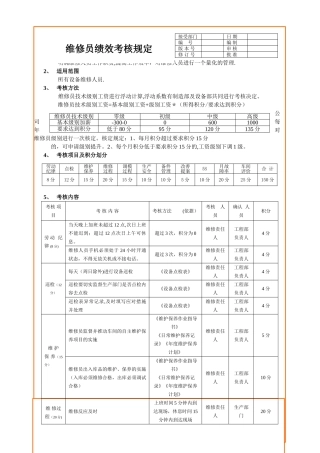 维修人员绩效考核规定