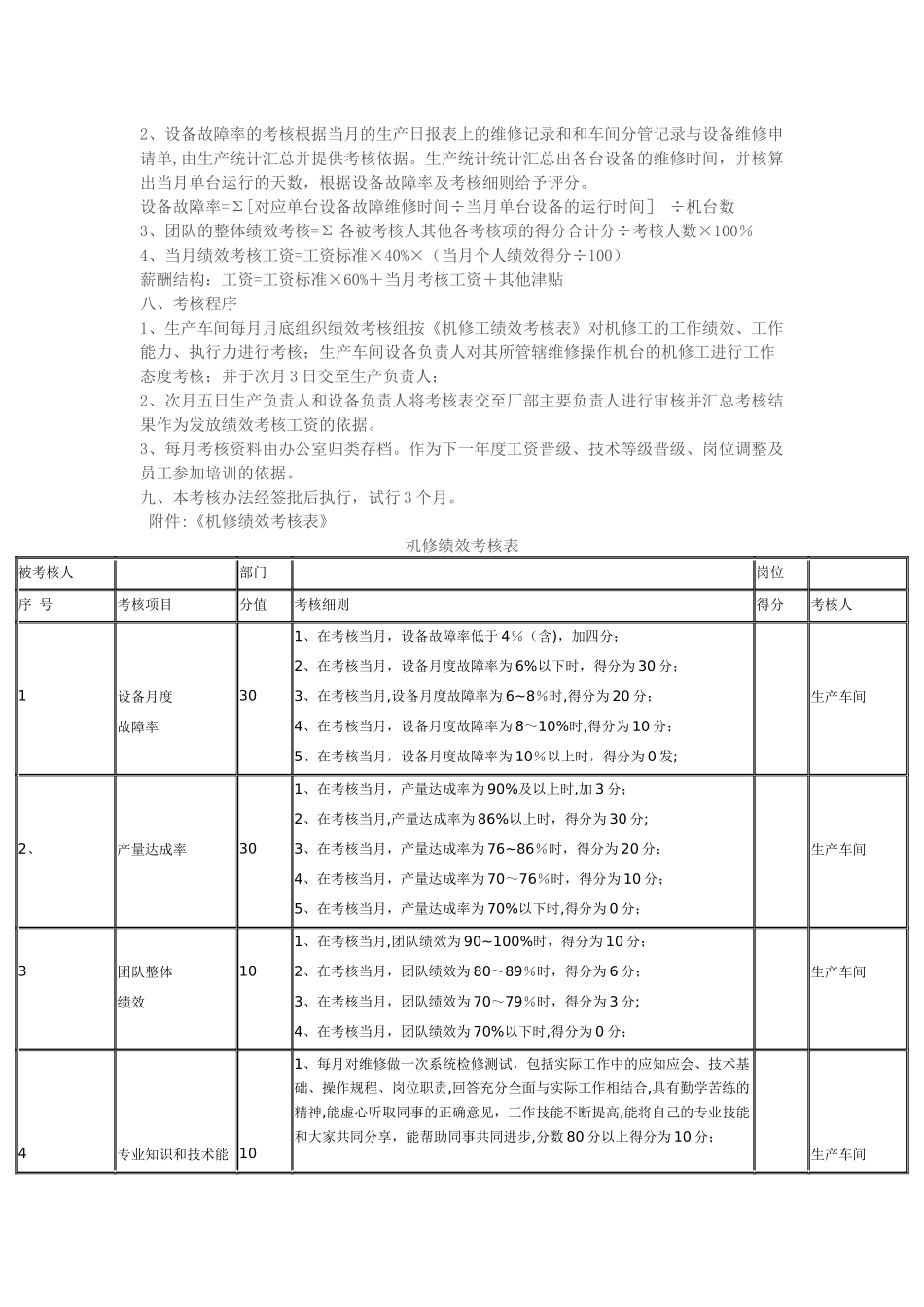 维修人员管理制度和考核办法_第3页