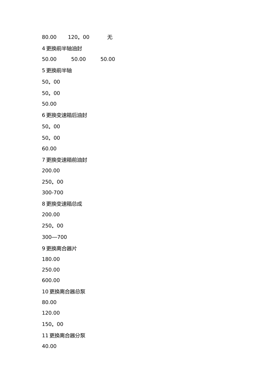 维修工时价格表_第3页