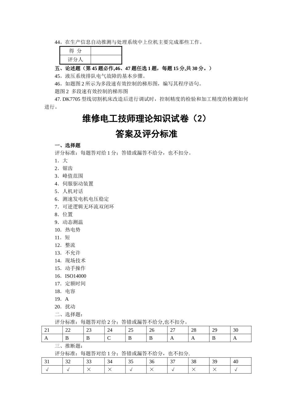维修电工技师理论知识试卷附答案_第3页