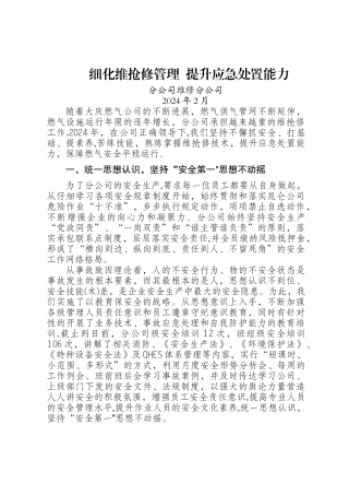 维修细化维抢修管理-提升应急处置能力