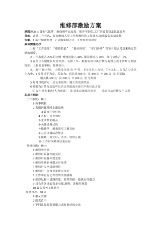 维修部激励方案