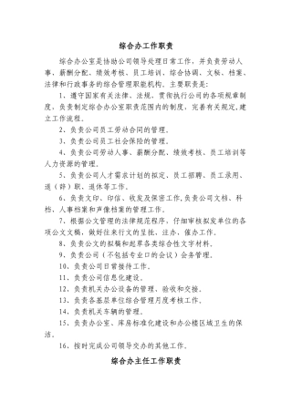 综合办公室岗位职责及岗位分工[1]1