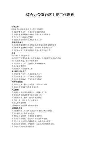 综合办公室岗位工作职责