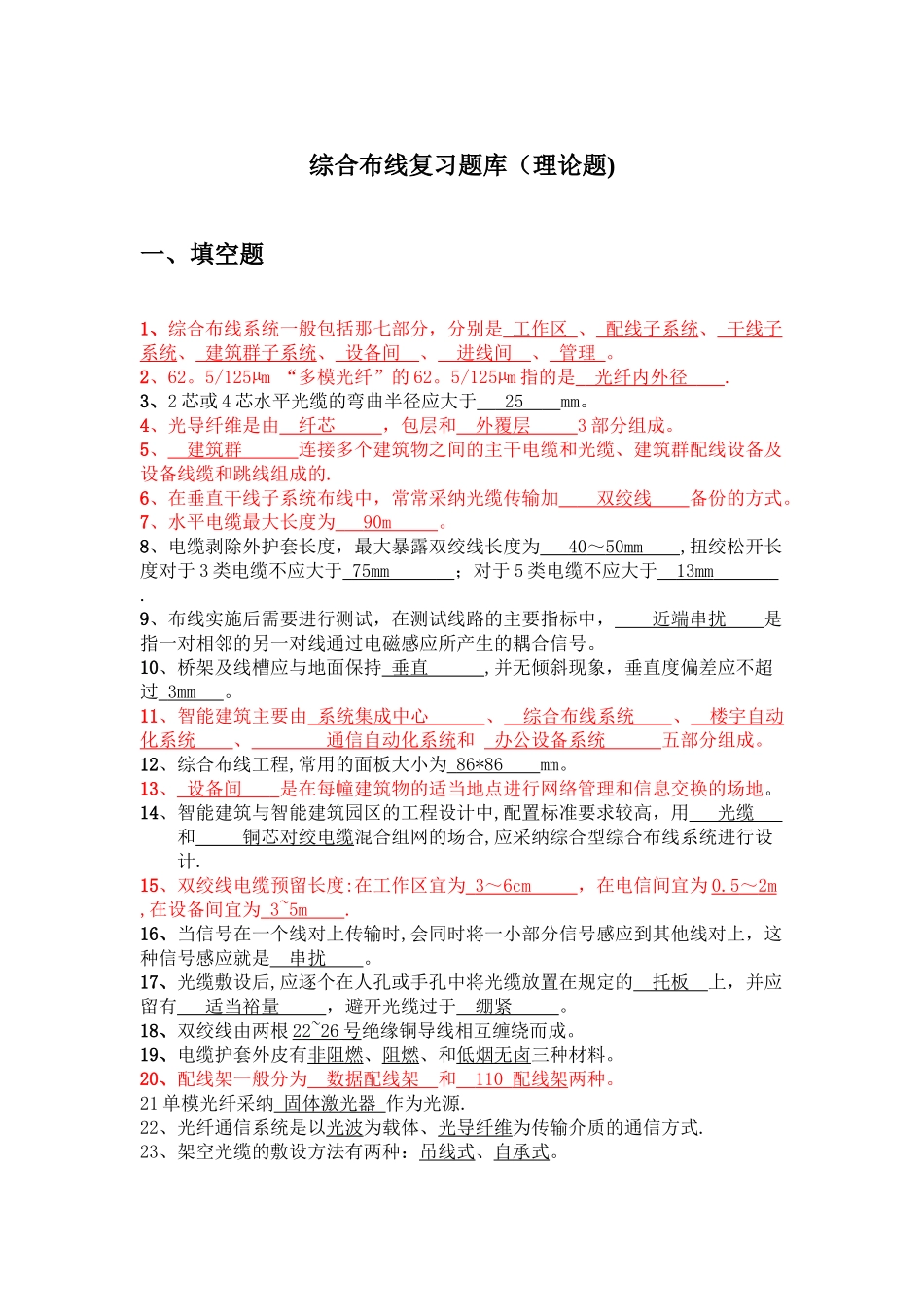 综合布线复习题_第1页