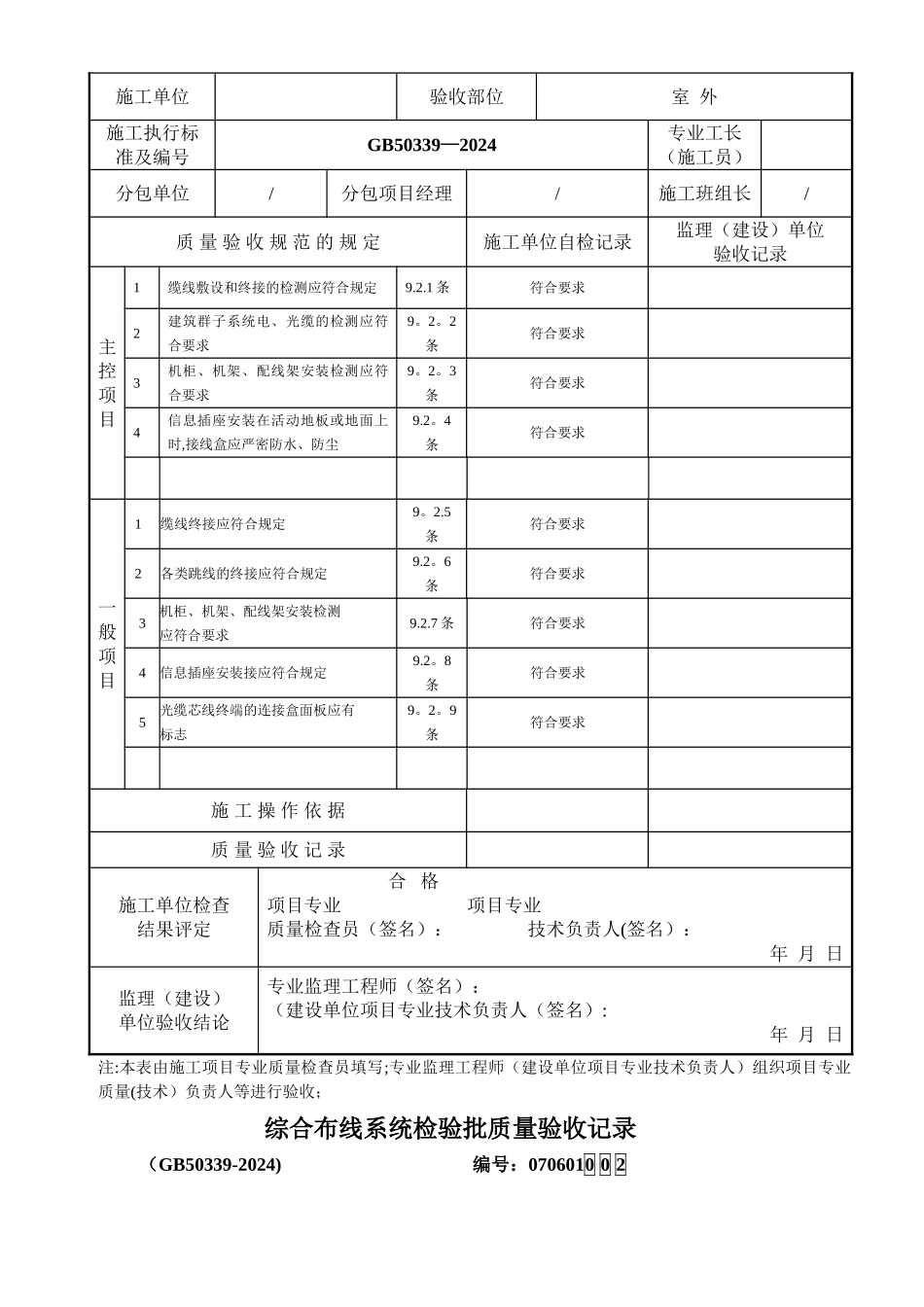 综合布线系统检验批质量验收记录_第3页