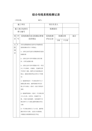 综合布线系统检测记录