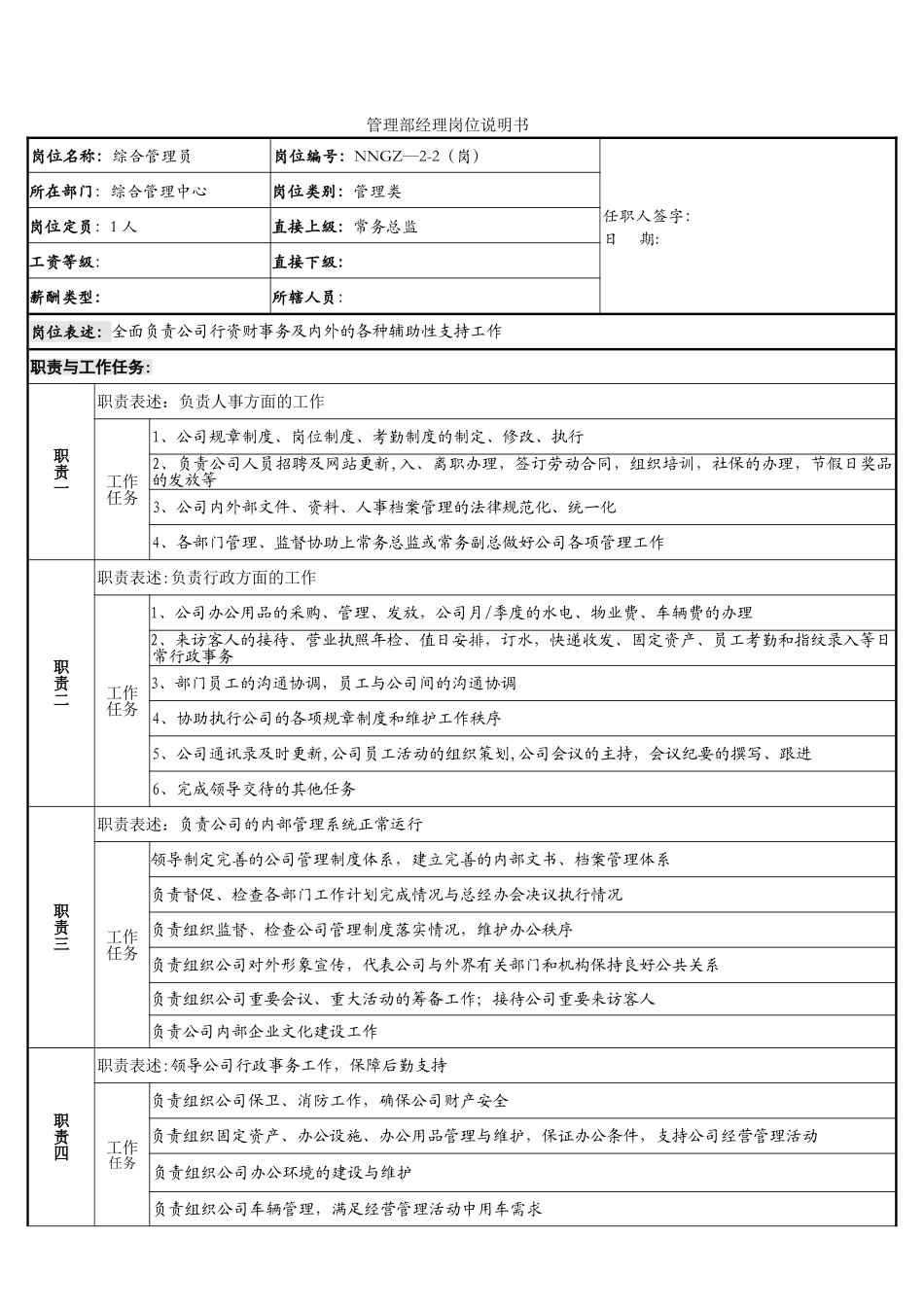 综合管理员岗位说明书-_第1页