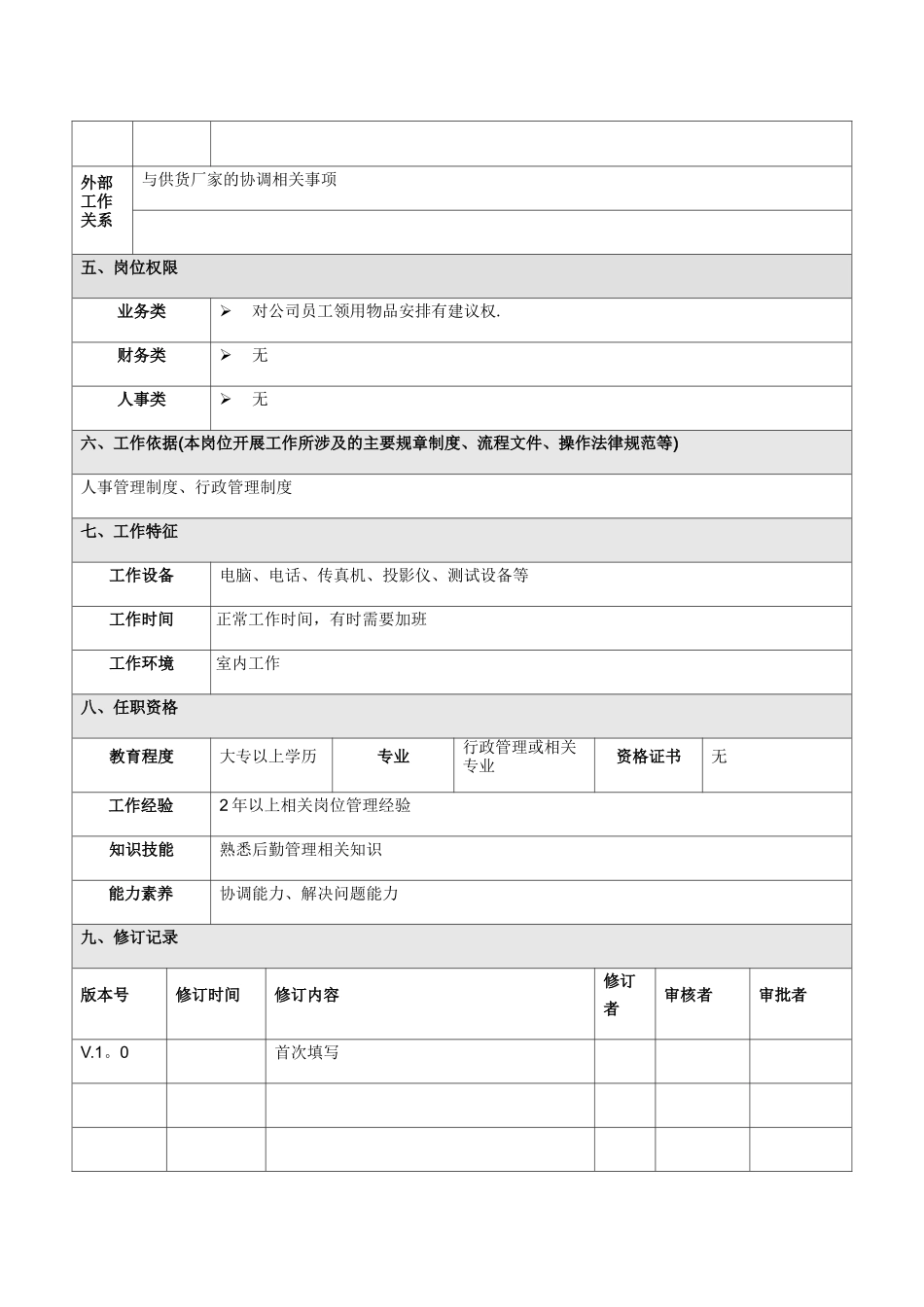 综合管理部后勤管理岗岗位说明书_第2页