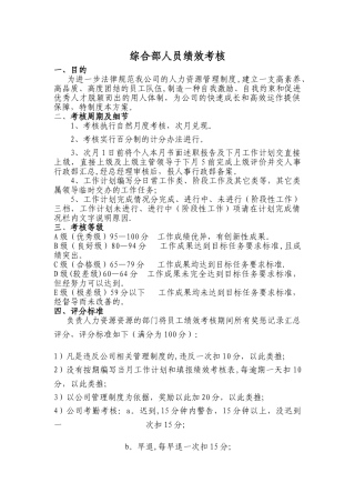 综合部人员绩效考核