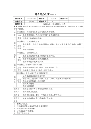 综合部岗位职责-