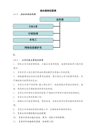 综合部岗位职责