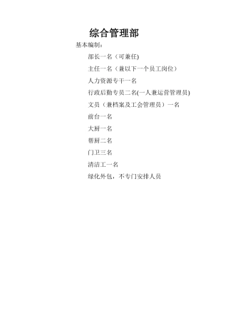 综合部岗位说明书(仅供参考)