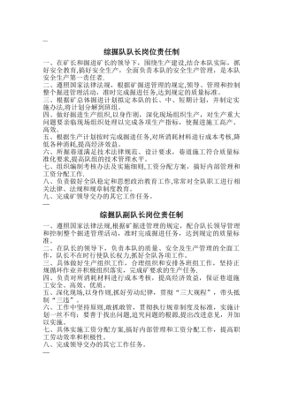 综掘队岗位责任制汇编