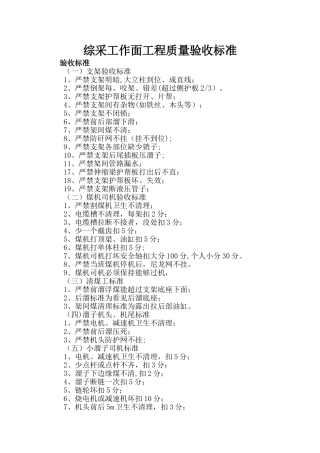 综采工作面工程质量验收标准2