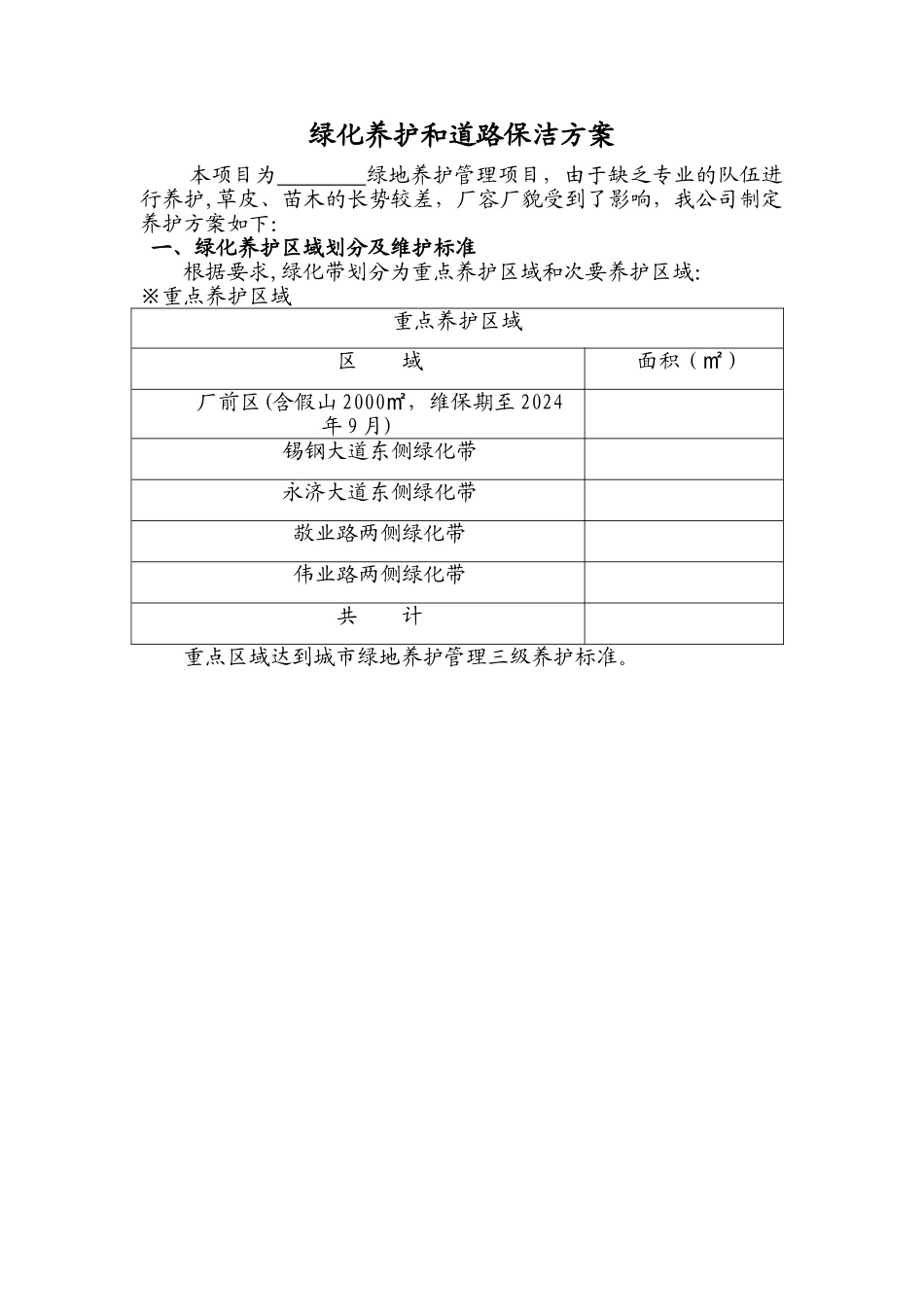 绿化养护和道路保洁方案_第1页