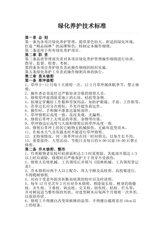 绿化养护技术标准