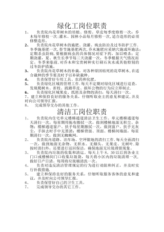 绿化工岗位职责及工作要求