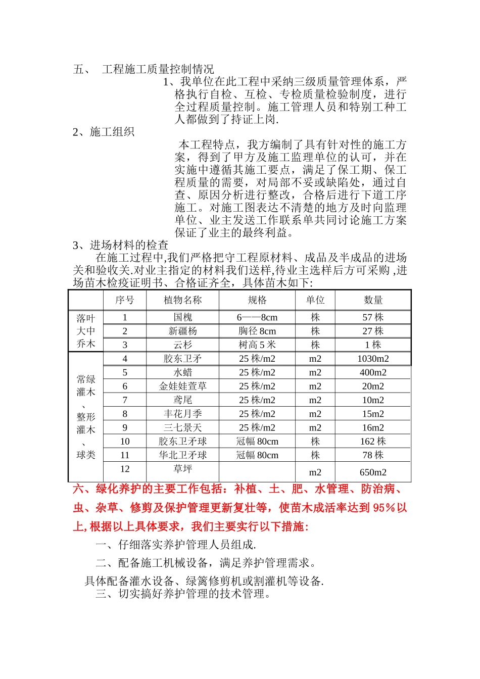 绿化工程自评报告_第3页