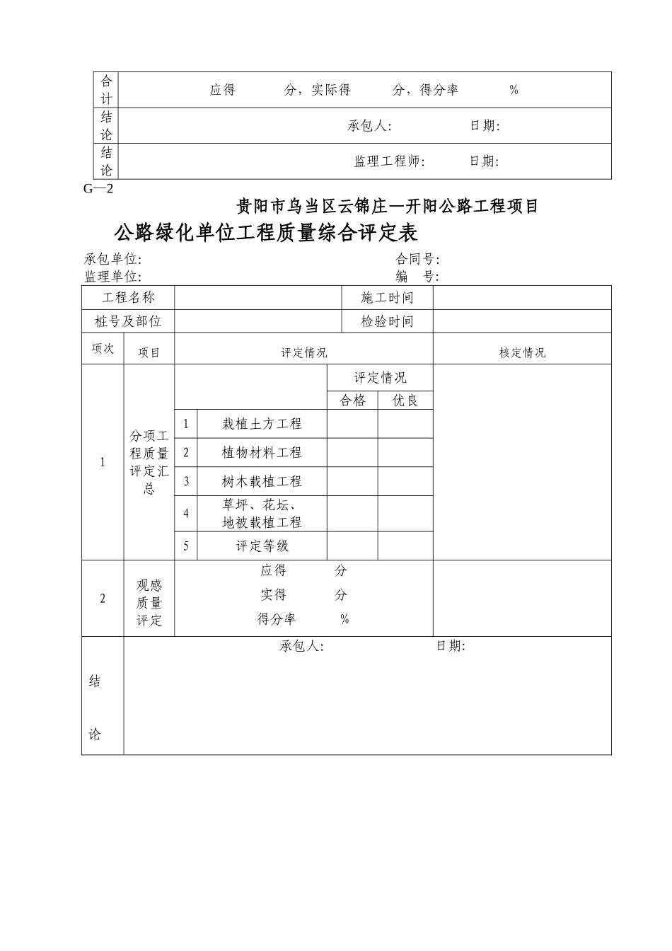 绿化工程质量评定表_第2页