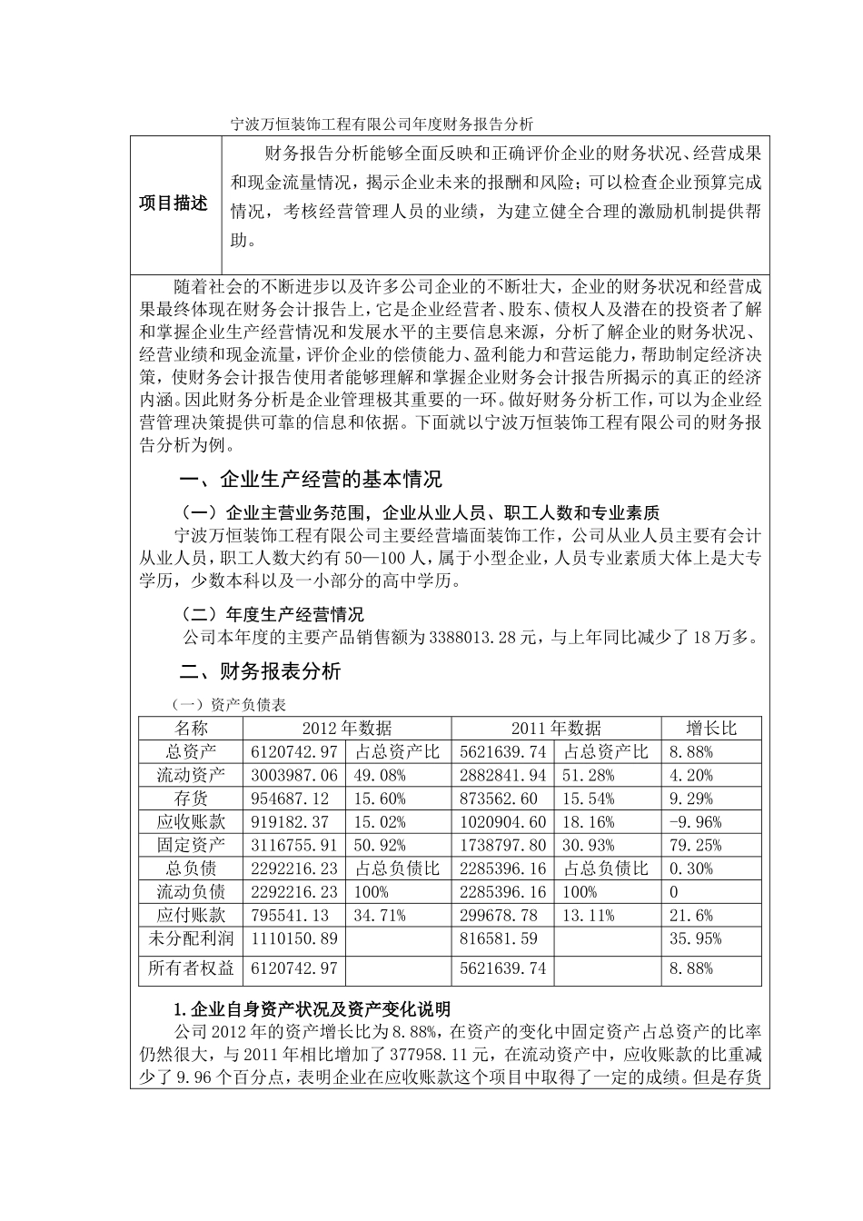 宁波万恒装饰工程有限公司年度财务报告分析_第2页