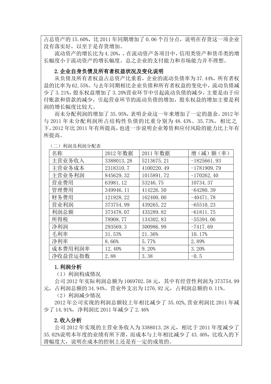 宁波万恒装饰工程有限公司年度财务报告分析_第3页