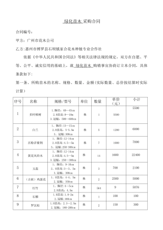 绿化材料采购合同
