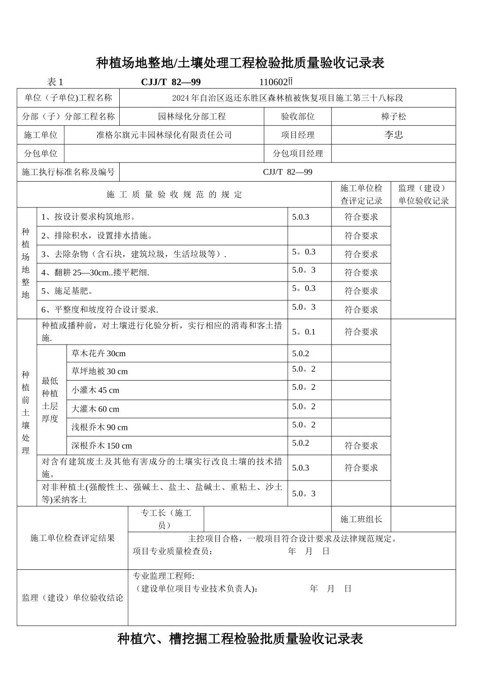 绿化检验批质量验收记录表格_第2页