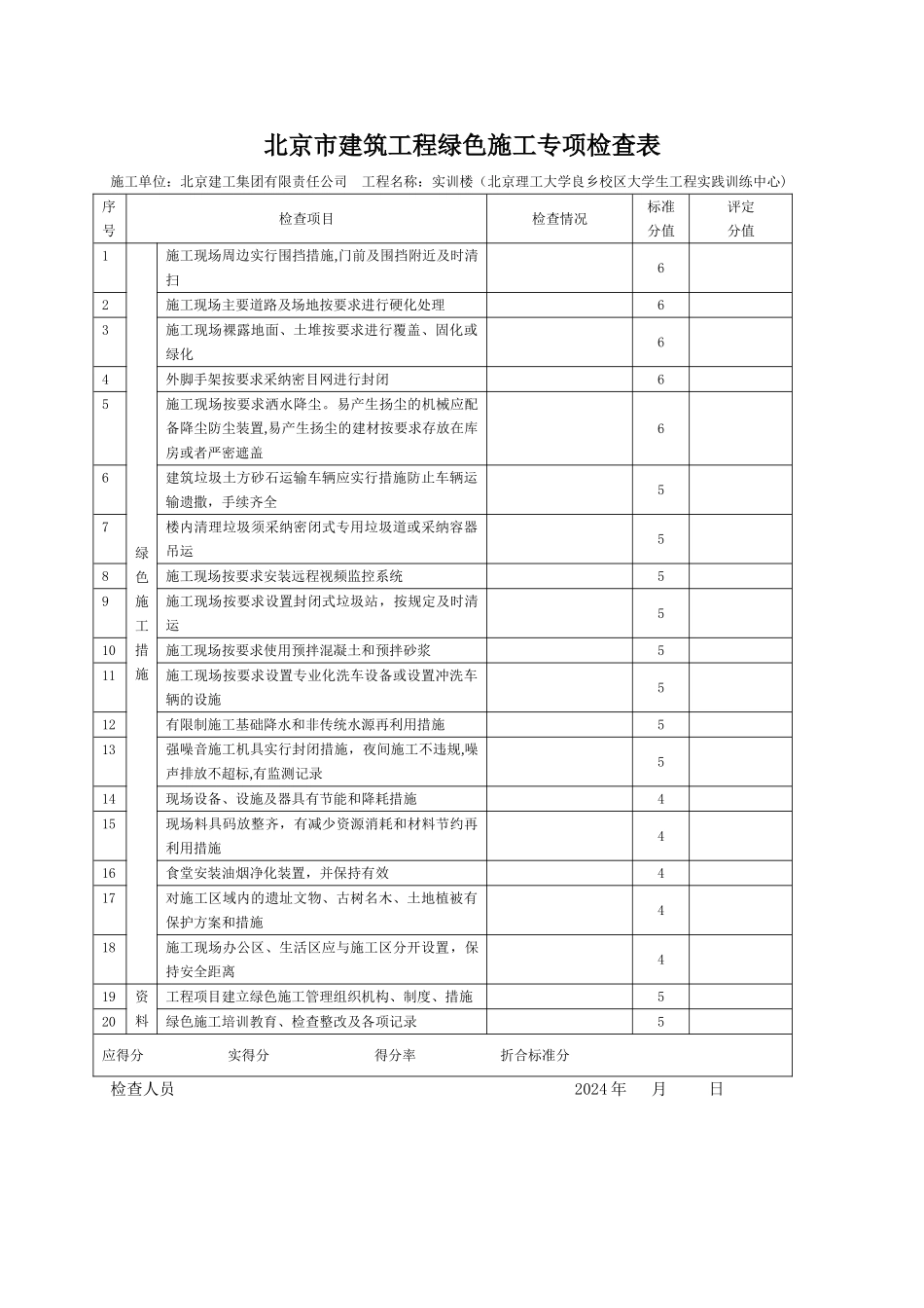 绿色施工专项检查表_第1页