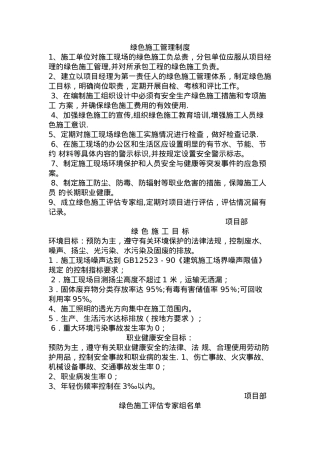 绿色施工管理制度和施工目标