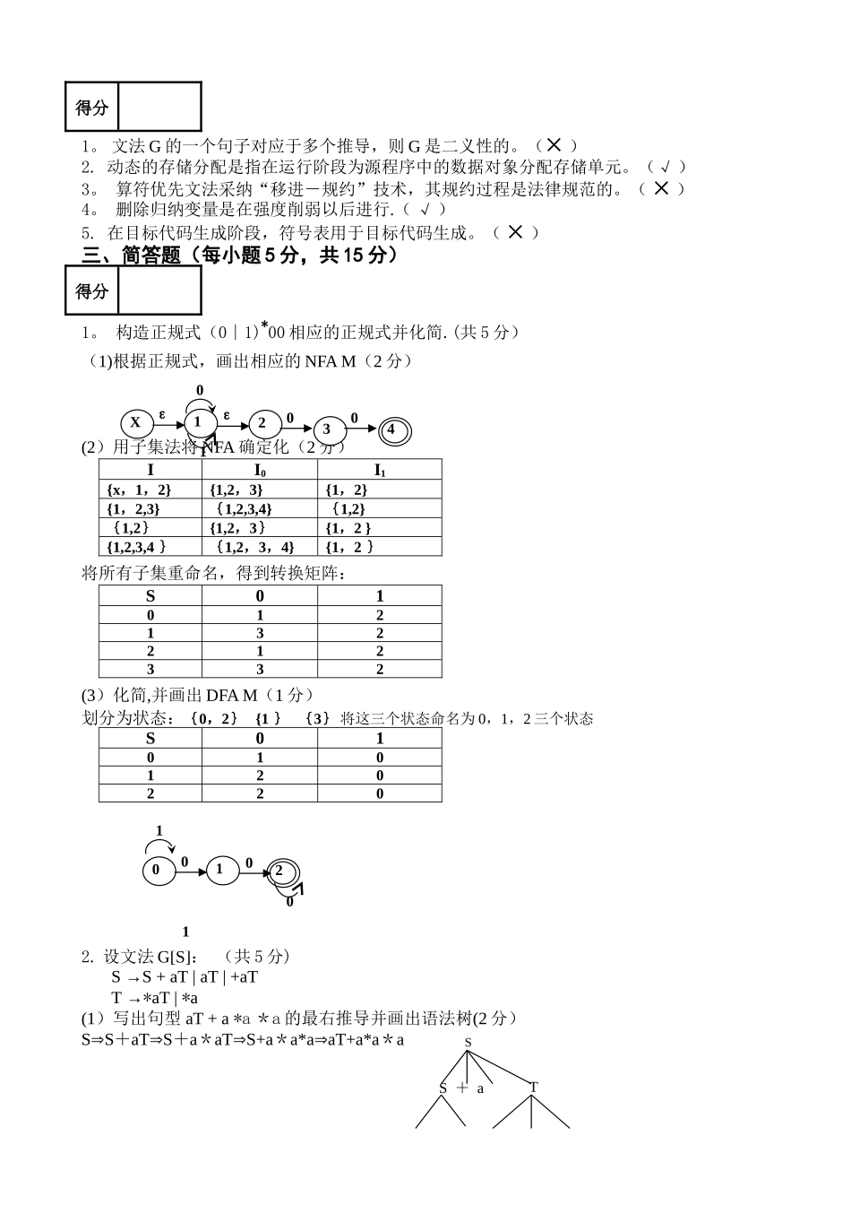 编译原理期末考试试卷A卷_第2页