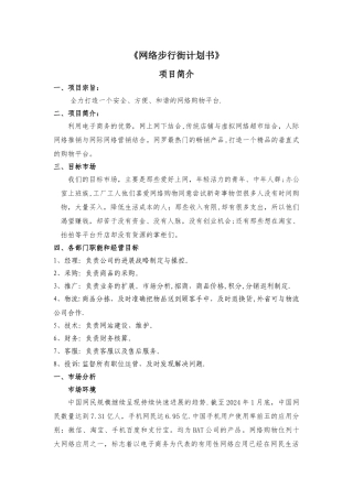网上商城创业计划书