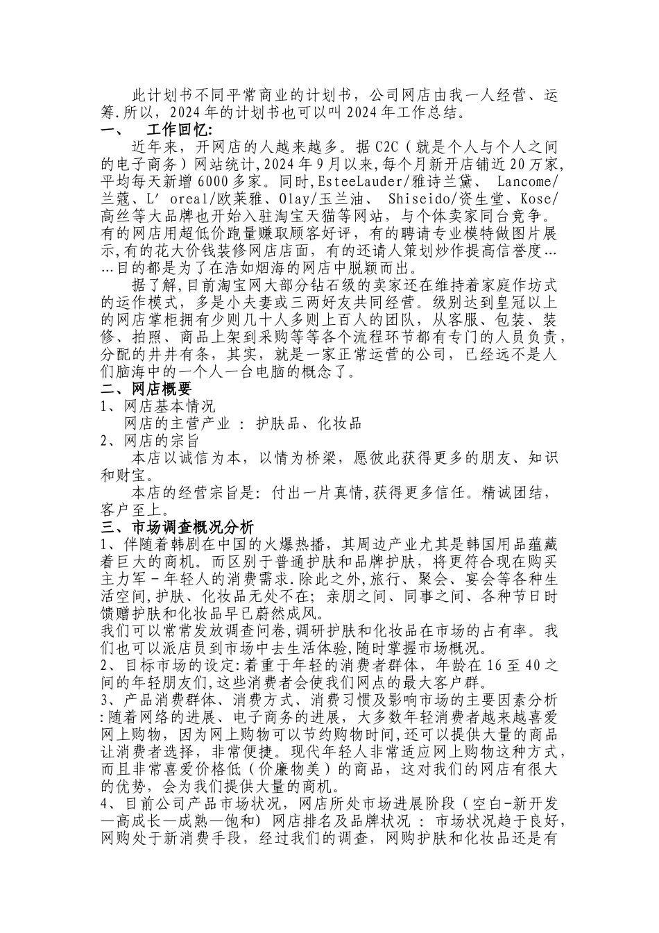 网店企业发展计划书_第1页