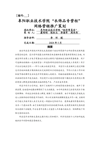 网店营销策划方案最终版