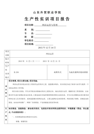 网店运营实训总结