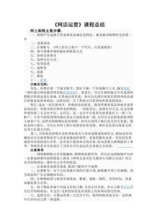 网店运营总结