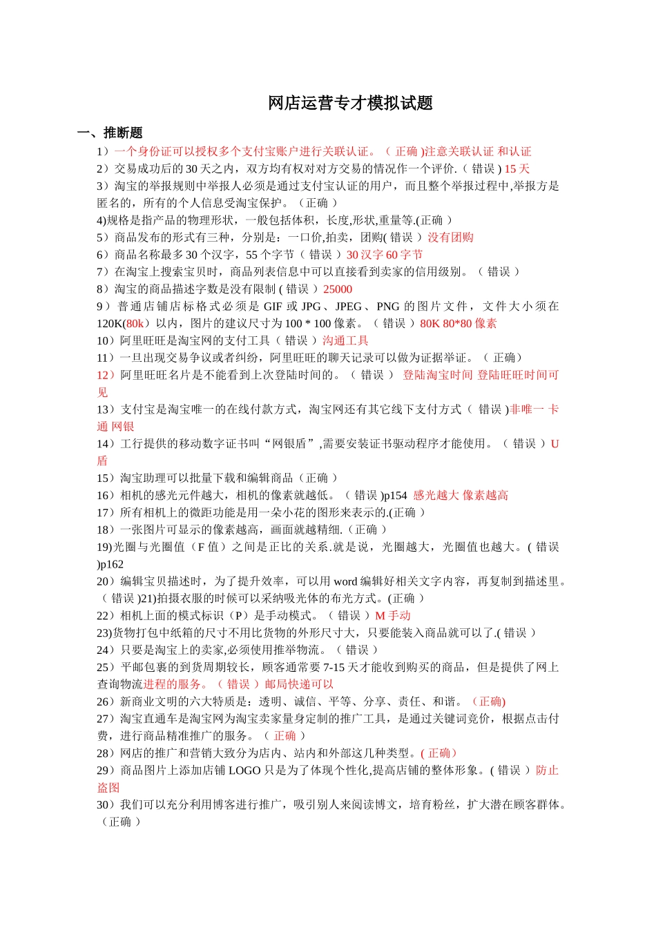 网店运营专才考试题库答案_第1页