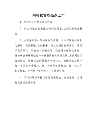 网格化管理亮点工作